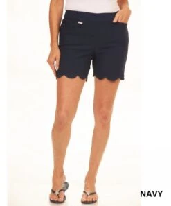 Women's Scallop Hem Shorts 6 Women's Scallop Hem Shorts -Premium Shoes Store 23446 NAVY l