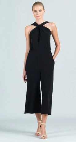 Grecian Halter Neckline Gaucho Jumpsuit