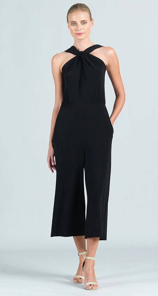 Grecian Halter Neckline Gaucho Jumpsuit 1 Grecian Halter Neckline Gaucho Jumpsuit