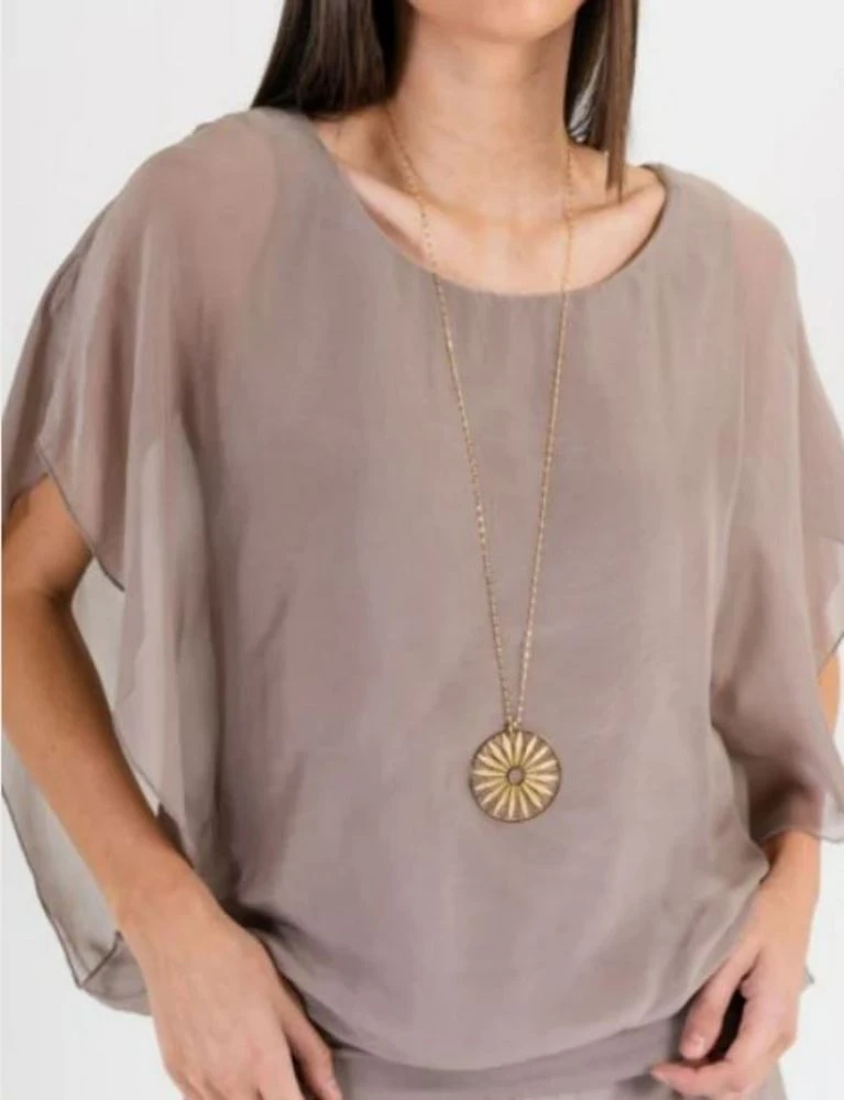 Solid Silk Fitted Hem Top 1 Solid Silk Fitted Hem Top