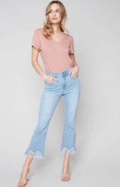 Jean With Feathered Trim