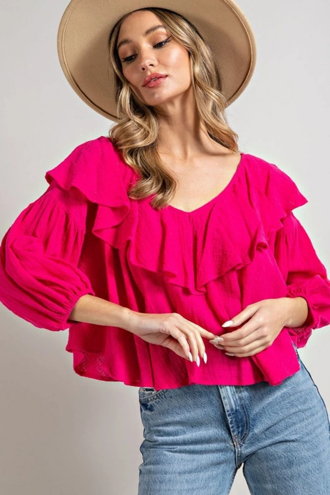 V- Neck Blouse Top 3 V- Neck Blouse Top - Image 3