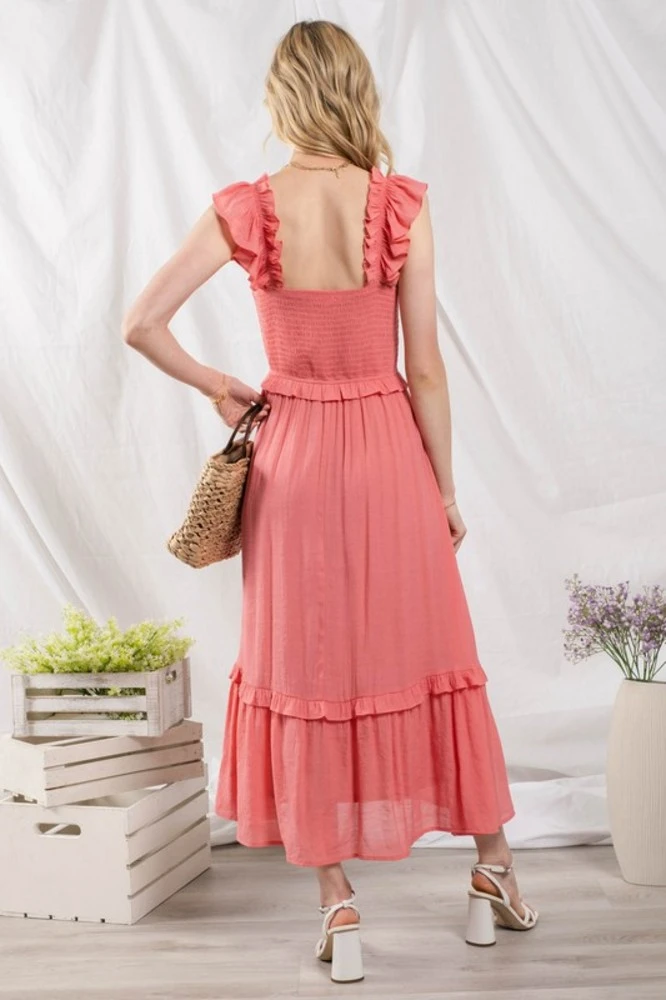 Flutter Sleeve Smocked Midi Dress 2 Flutter Sleeve Smocked Midi Dress - Image 2