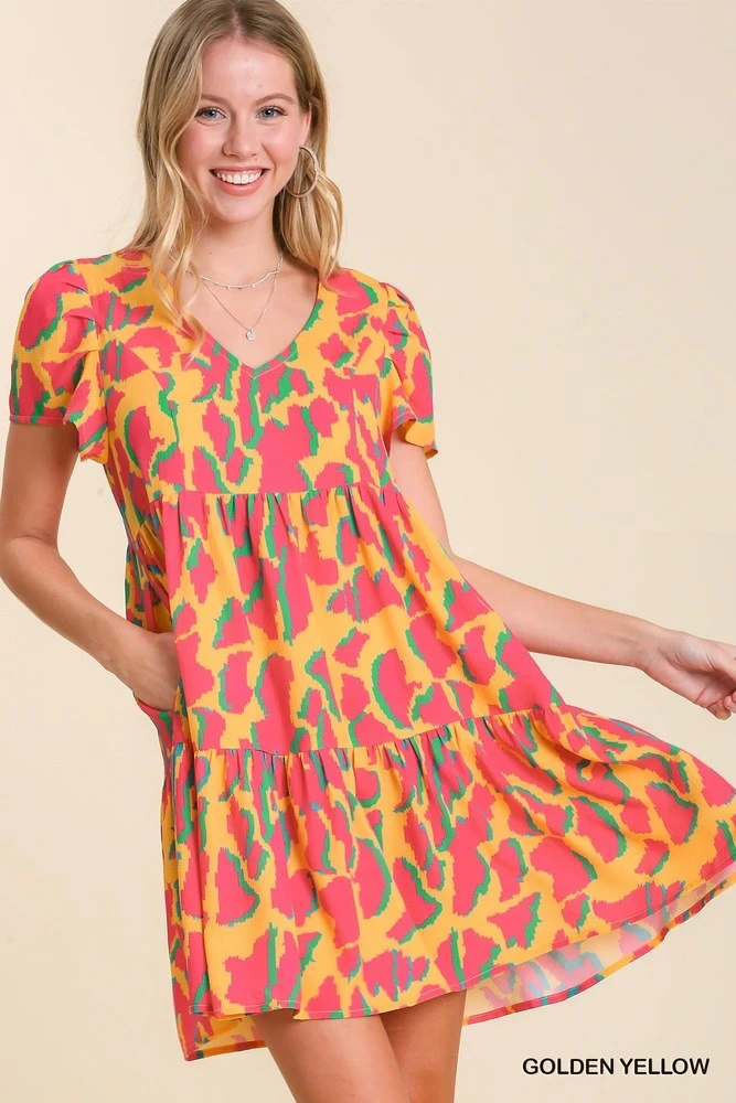 Abstract Print Tiered Dress 1 Abstract Print Tiered Dress
