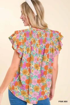 Floral Smocked York Top 5 Floral Smocked York Top -Premium Shoes Store 32611 PINKMIX l