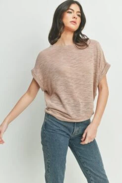 Slub Knit Top -Premium Shoes Store 32700 ROSE l