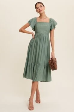 Square Neck Ruffled Maxi Dress